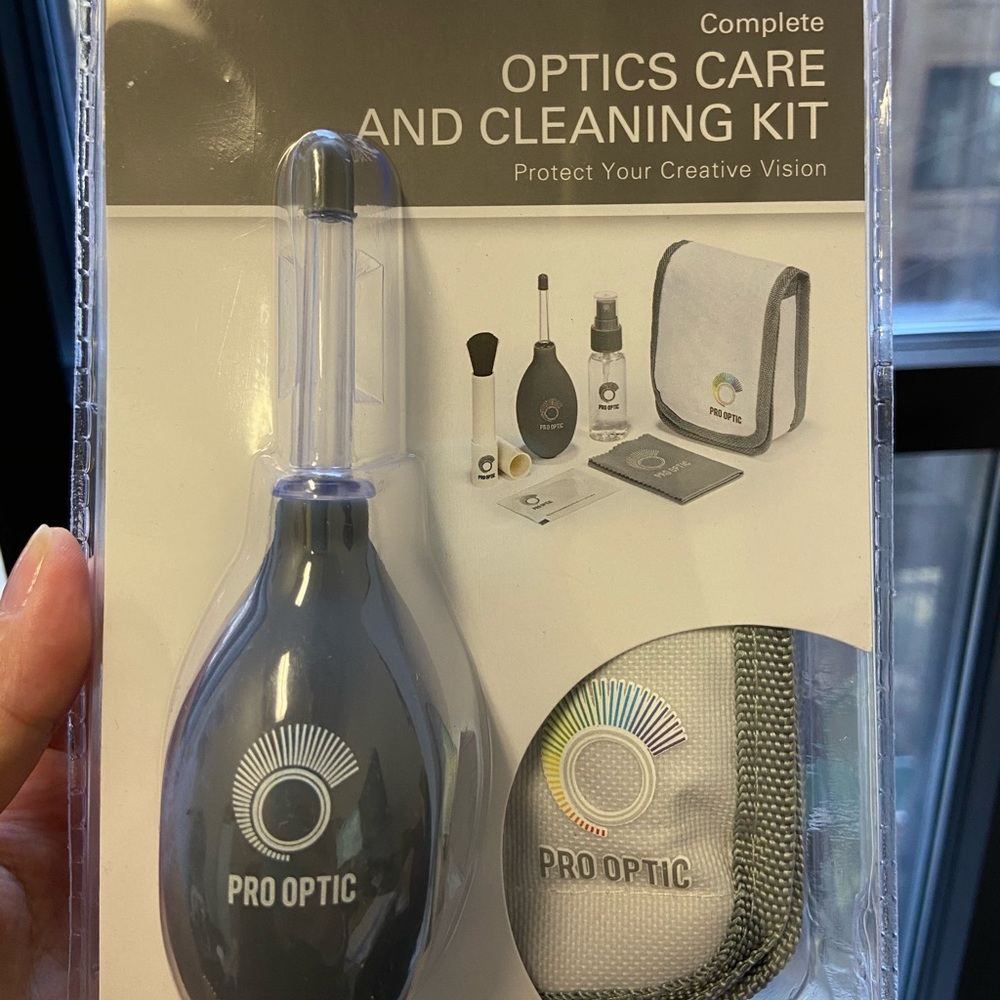 Optic care kit for lenses cameras